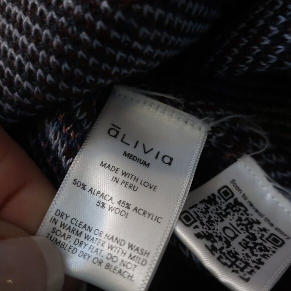 Women Alivia Blue Pink Leopard Alpaca Wool Knit V-Neck Cardigan Sweater L - Picture 10 of 10